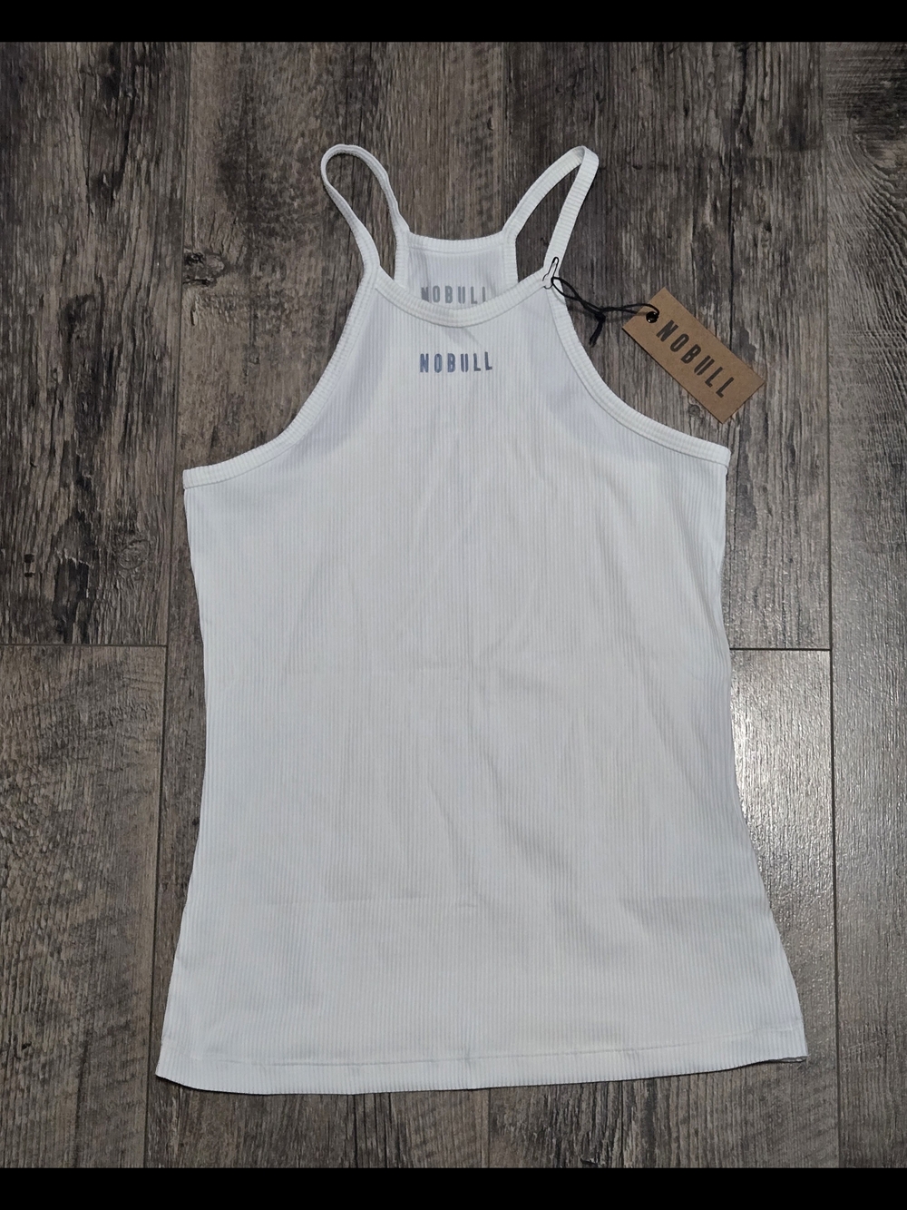 NOBULL White Ribbed Racerback Tank Top